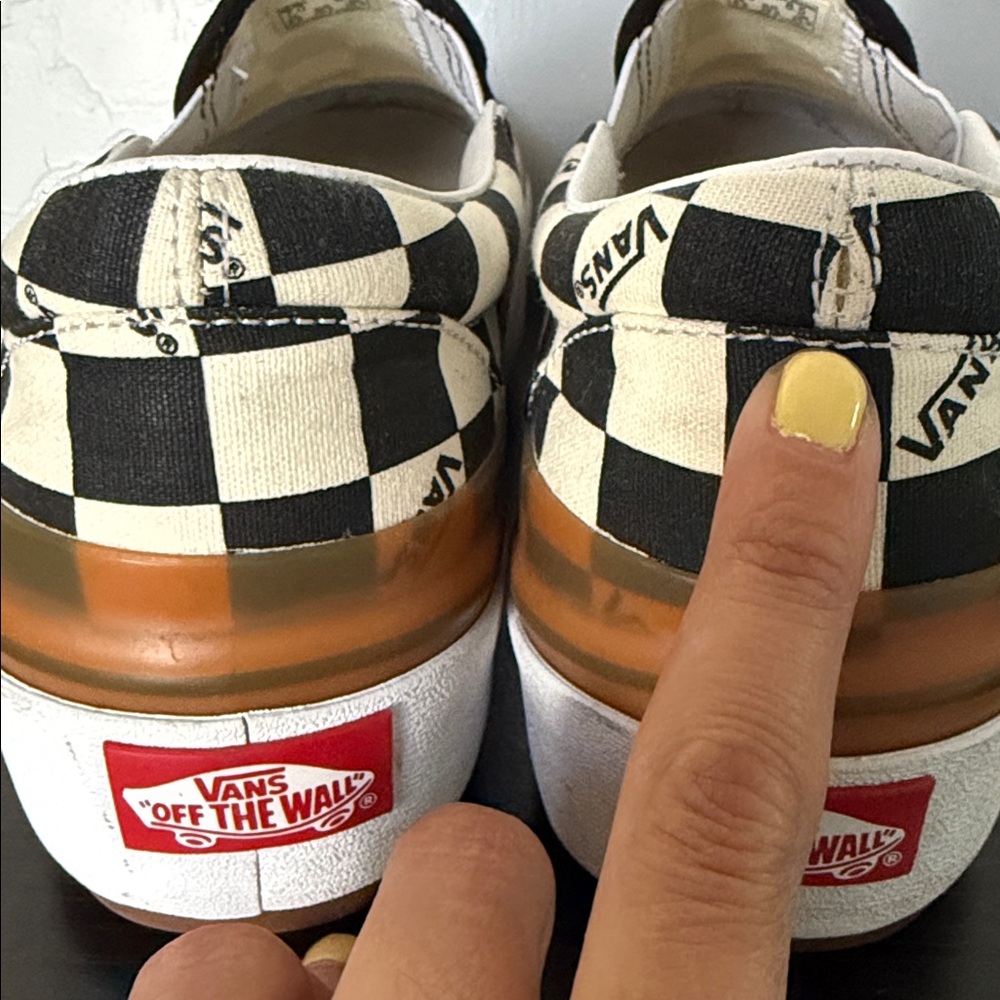 Vans Women's Stacked Checkerboard Slip-On Shoes - Black and White - Size 8.5 - Picture 11 of 11